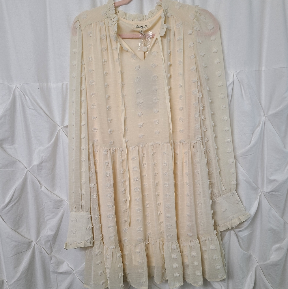 Listicle cream long sleeve dress